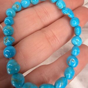 💎 Natural Sleeping Beauty Turquoise Bracelet — Stretchy Beaded- Arizona